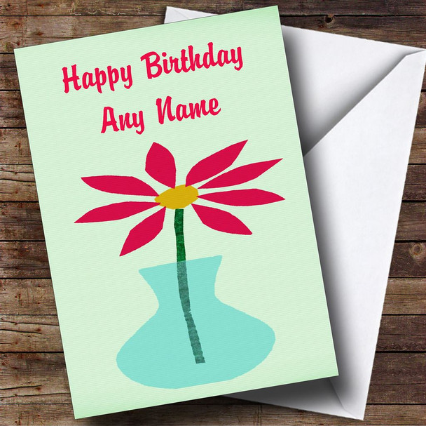 Modern Single Flower Customised Birthday Card