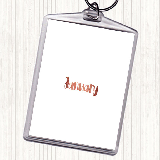 Rose Gold January Quote Keyring