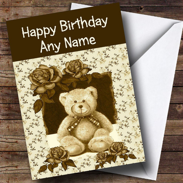 Vintage Teddy Bear Customised Birthday Card