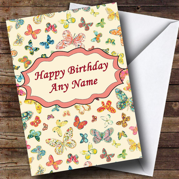 Vintage Butterfly Customised Birthday Card