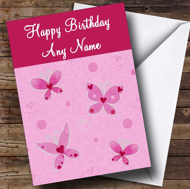 Pretty Pink Butterfly Customised Birthday Card