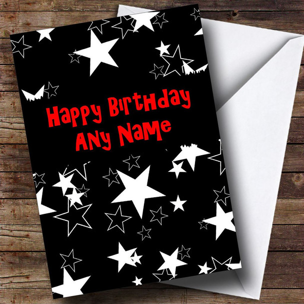 Black & White Stars Customised Birthday Card