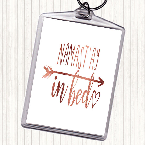 Rose Gold Namaste Quote Keyring