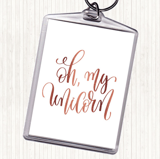 Rose Gold Oh My Unicorn Quote Keyring Rose Gold Oh My Unicorn Quote Keyring