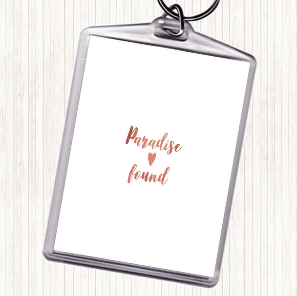 Rose Gold Paradise Quote Keyring