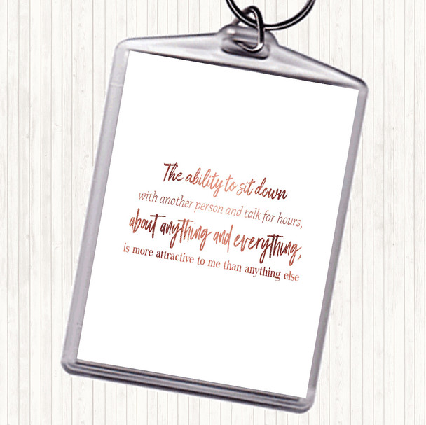 Rose Gold Ability To Sit Down Quote Keyring