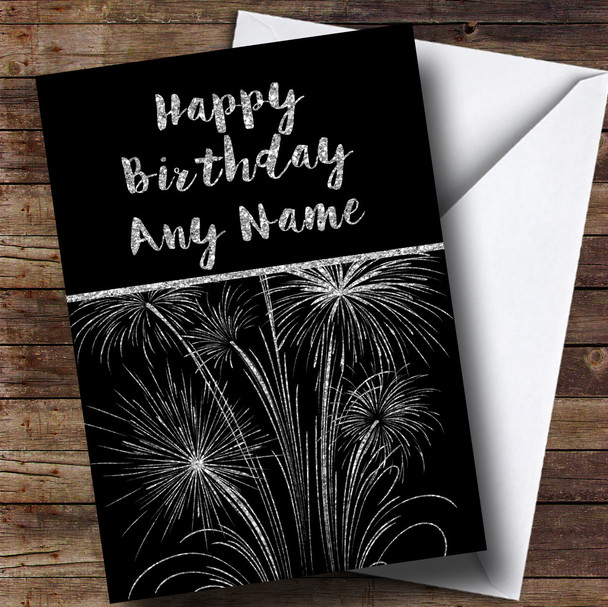 Silver Fireworks Customised Birthday Card