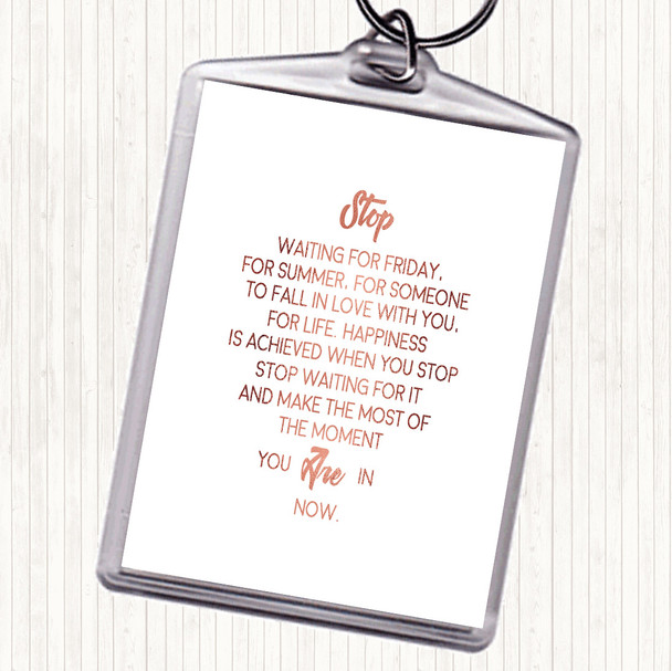 Rose Gold Stop Quote Keyring