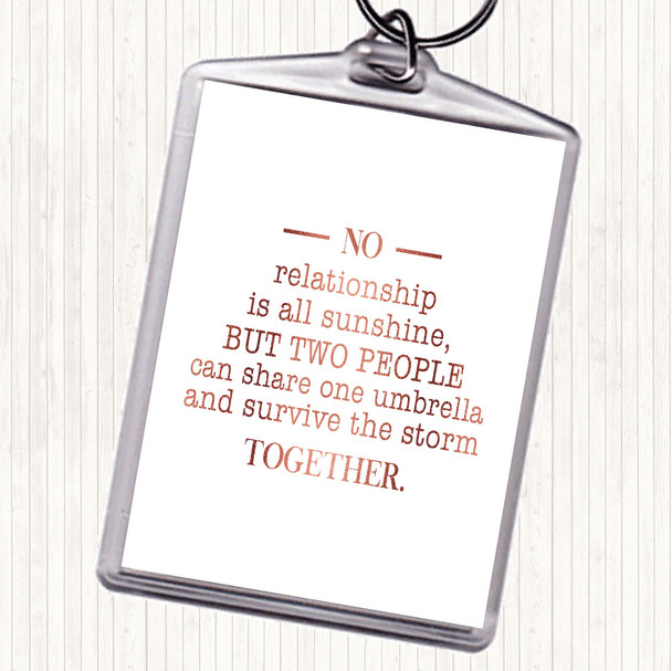 Rose Gold Survive The Storm Quote Keyring