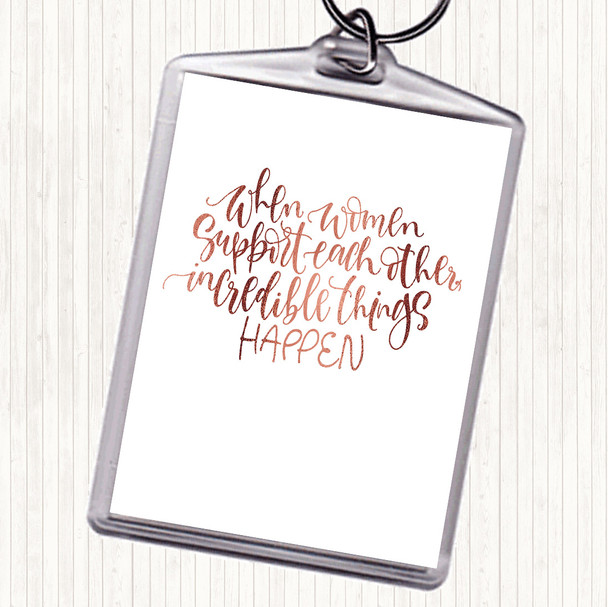 Rose Gold Women Support Quote Keyring