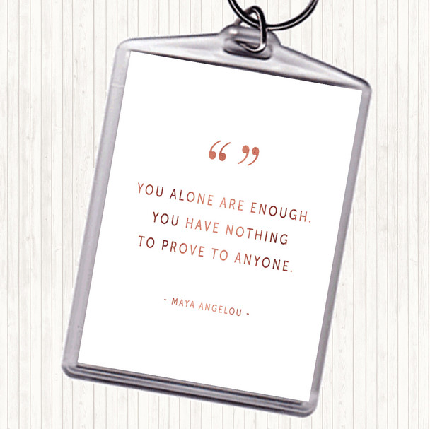 Rose Gold You Alone Quote Keyring
