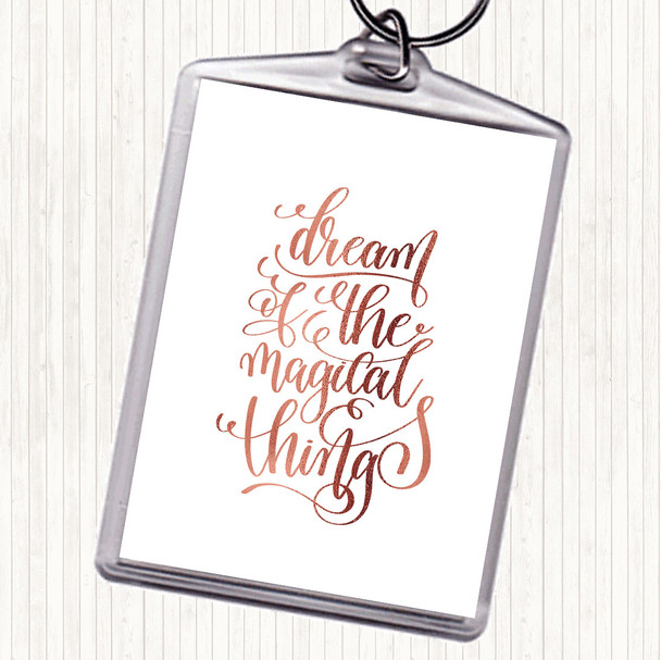 Rose Gold Christmas Dream Magical Quote Keyring