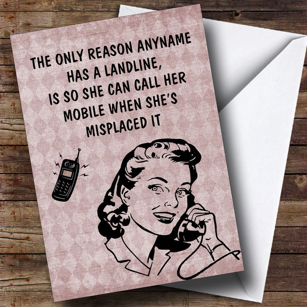 Funny Joke Retro Mobile Phone Landline Customised Birthday Card