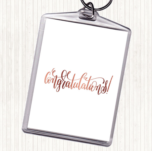 Rose Gold Congratu Quote Keyring