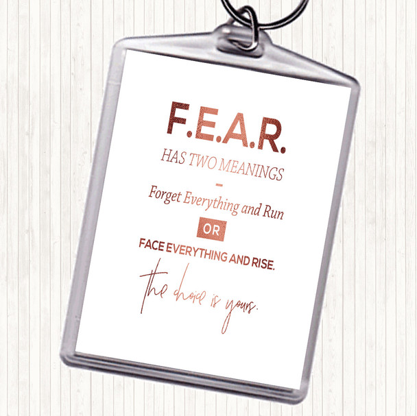 Rose Gold Forget Everything Quote Keyring