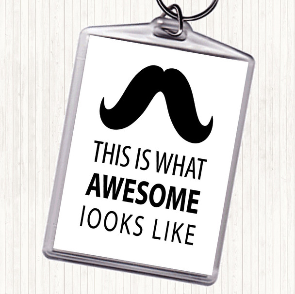White Black Mustache Quote Keyring White Black Mustache Quote Keyring