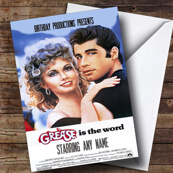 Spoof Grease Movie Poster Funny Customised Birthday Card