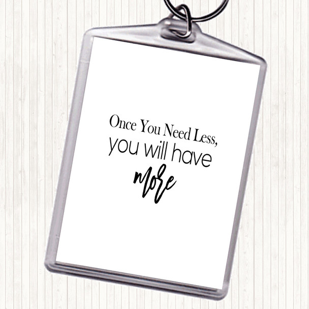 White Black Need Less Quote Keyring
