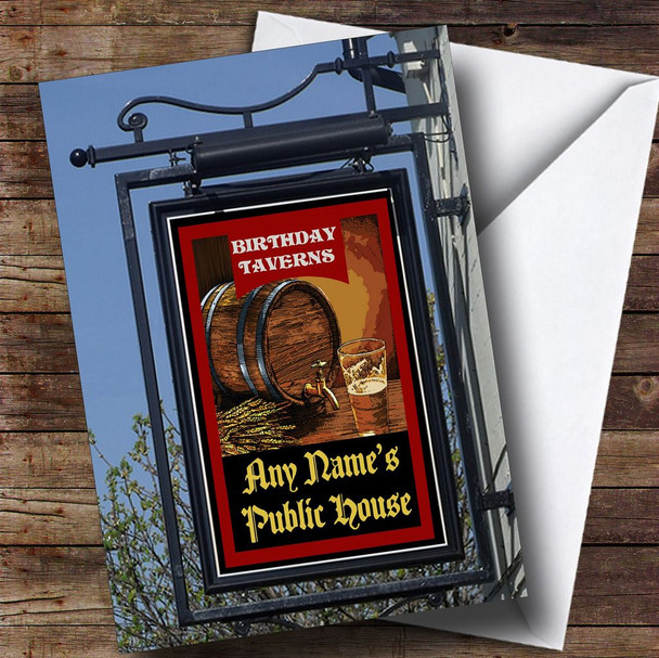 Public House Sign Pub Funny Customised Birthday Card