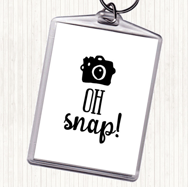 White Black Oh Snap Quote Keyring