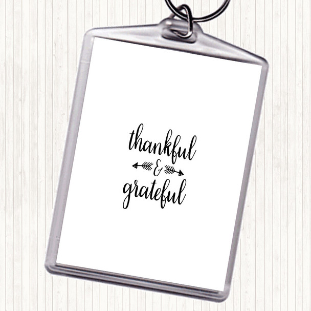 White Black Thankful Quote Keyring