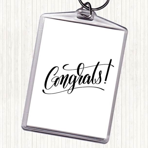 White Black Congrats Quote Keyring