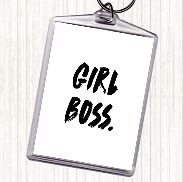 White Black Girl Boss Bold Quote Keyring