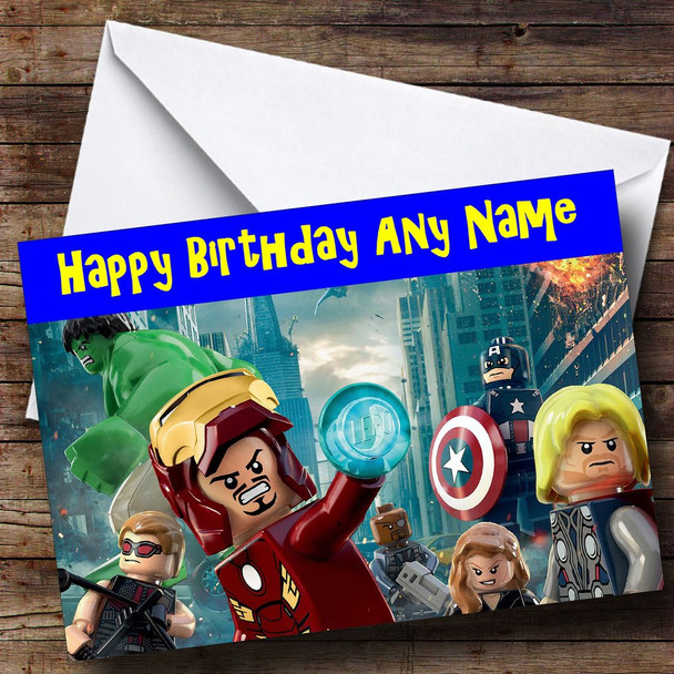 Lego The Avengers Customised Birthday Card