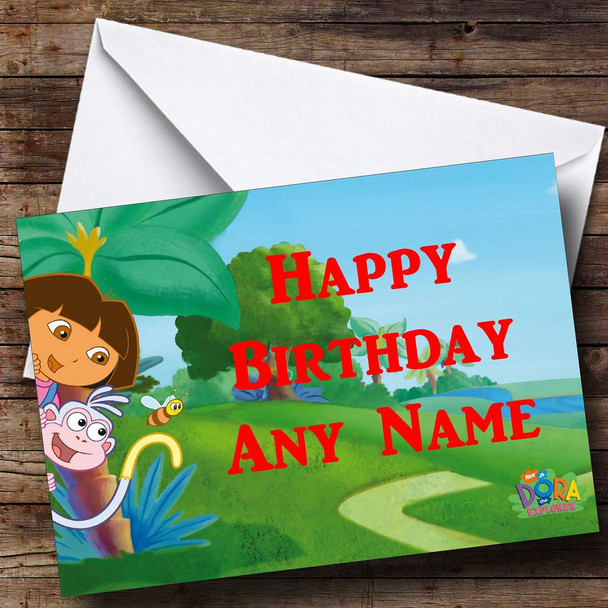 Dora The Explorer Peeping Customised Birthday Card