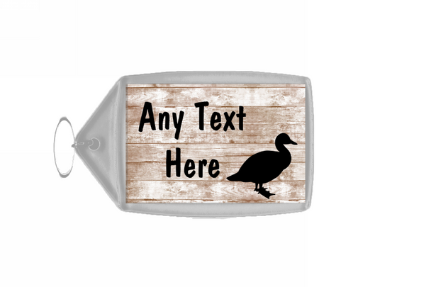 Duck Shabby Wooden Effect Keyring