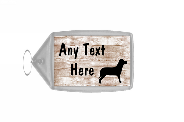 Dog Shabby Wooden Effect Keyring