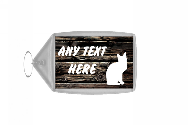Dark Wood Cat Kitten Keyring