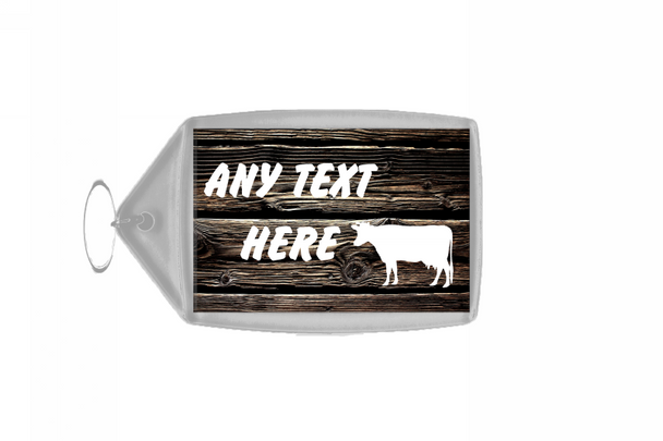 Dark Wood Cow Keyring