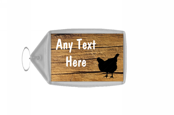 Cracked Wood Chicken Hen Keyring