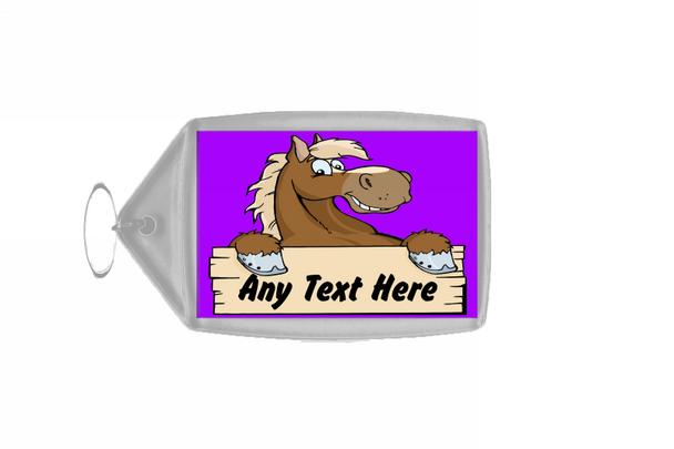 Cartoon Horse Purple Keyring