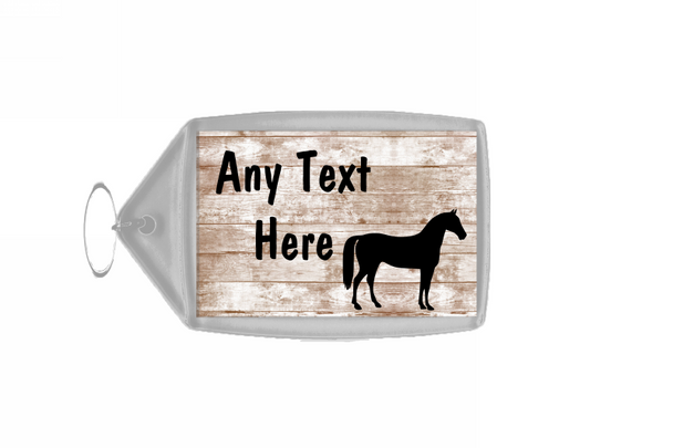 Horse Shabby Wooden Effect Keyring