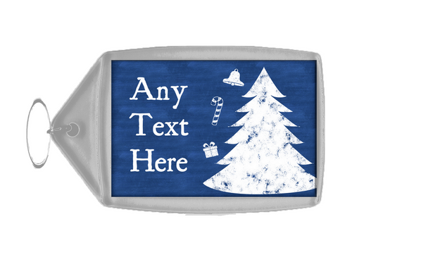 Blue Chalk Tree Christmas Keyring