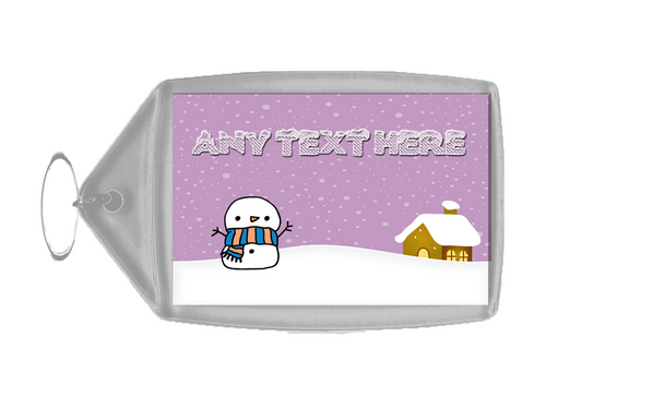 Snowman Snowy Scene Christmas Keyring