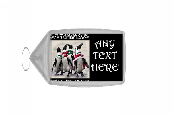 Funny Penguins Christmas Keyring