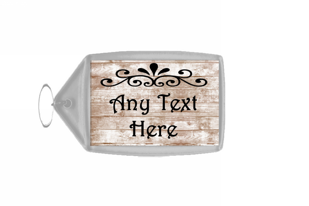 Swirl Distressed Wooden Effect Keyring