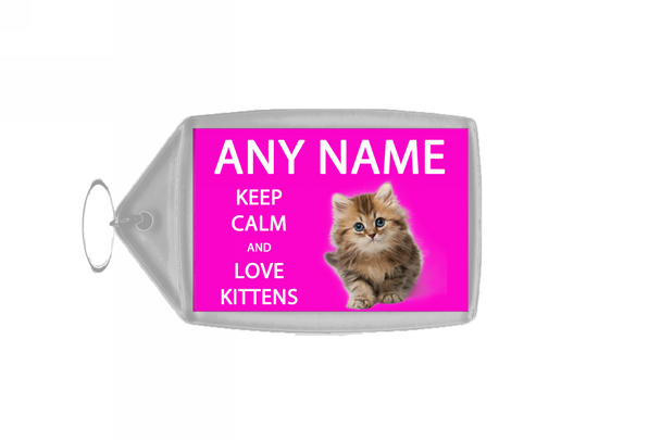 Keep Calm And Love Kittens Pink Large Keyring