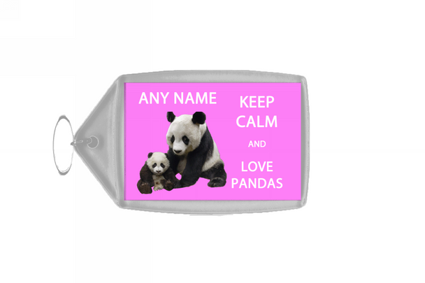 Keep Calm And Love Pandas Pink Large Keyring