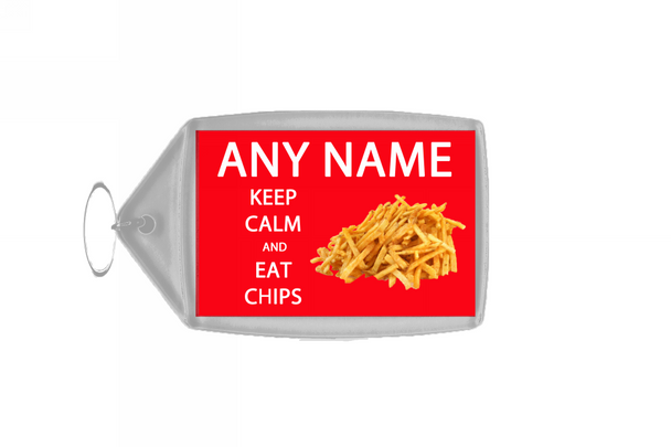 Keep Calm And Eat Chips Red Large Keyring