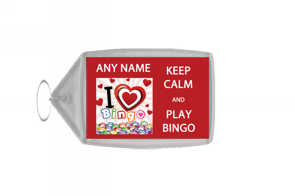 Keep Calm And Love Play Bingo Large Keyring