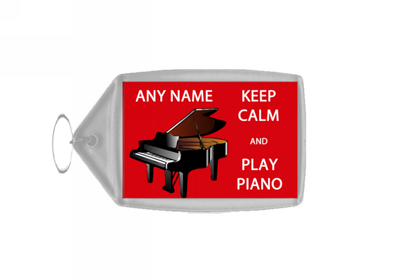 Keep Calm And Love Play Piano Large Keyring