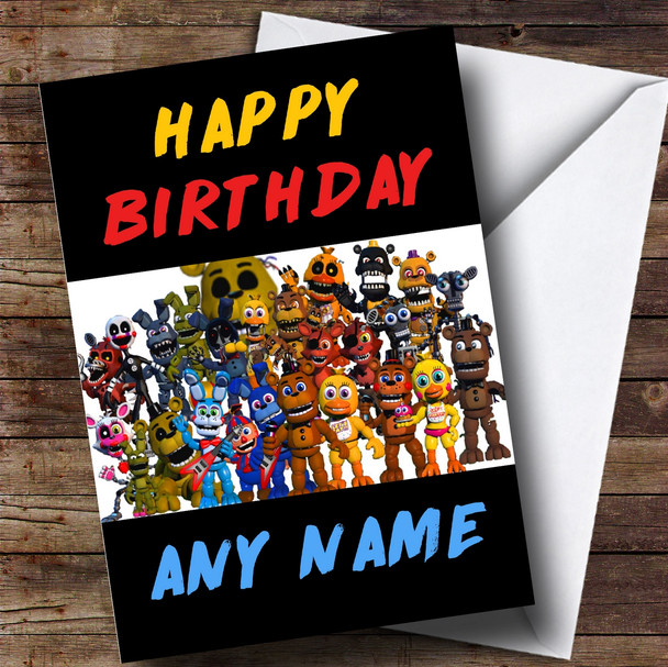 Customised Five Nights At Freddy's Fnaf All Characters Children's Birthday Card