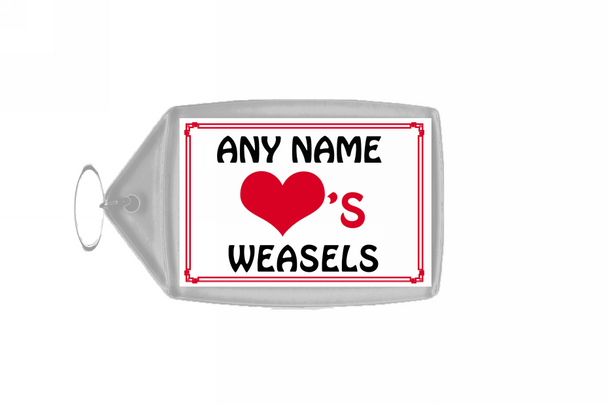Love Heart Weasels Keyring