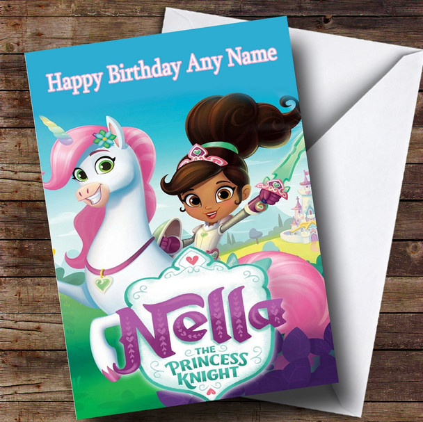 Customised Nella The Princess Knight Children's Birthday Card