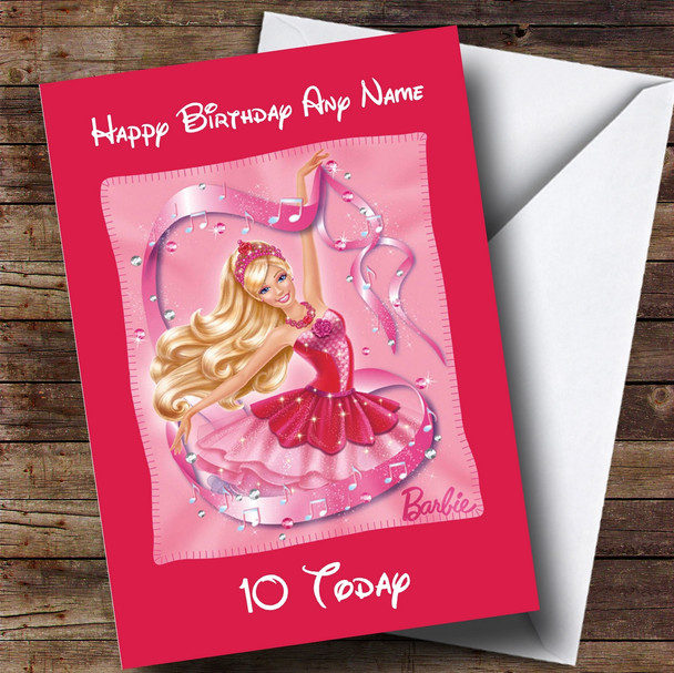 Customised Disney Barbie Dark Pink Children's Birthday Card