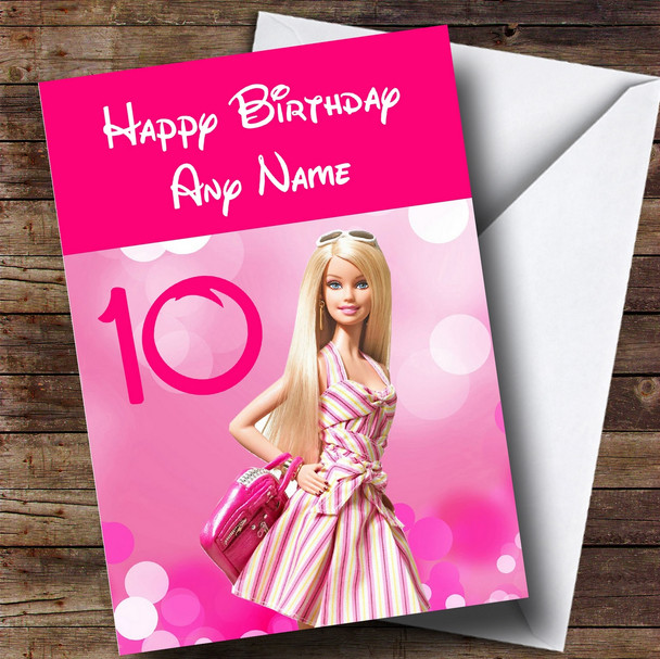 Customised Disney Barbie Handbag Children's Birthday Card